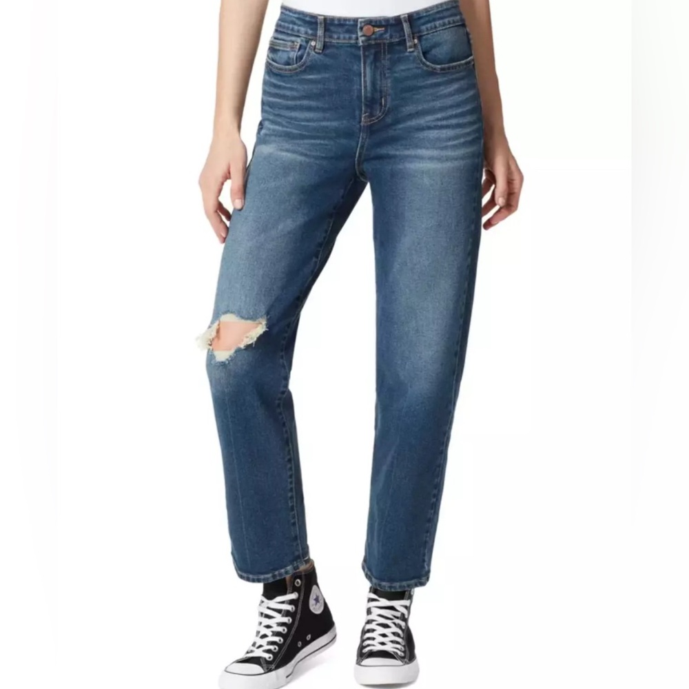 NWT [Frayed] High Rise Distressed Straight Leg Denim Jeans Women’s Size 29 - Picture 2 of 8